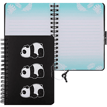 Книга записная "Panda", А6, 105x145 мм, 60 листов, в линейку, с замком, черный