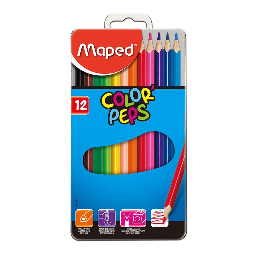 Цветные карандаши "Color Peps" в металлическом пенале, 12 цветов, -30%
