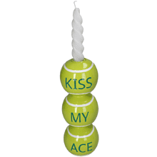 Подсвечник "Kiss My Ace", 8x8x23 см, желтый, белый