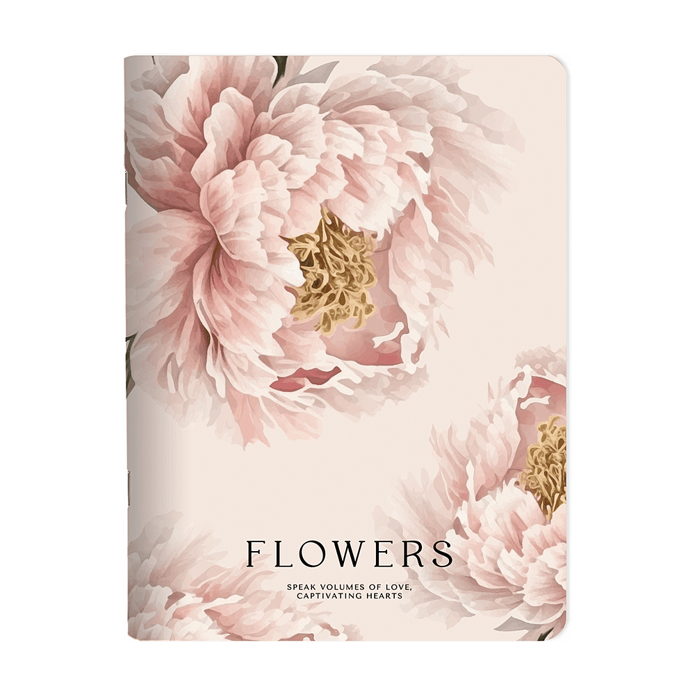 Тетрадь "Peony", A5+, 48 листов, клетка, скоба сбоку, персиковый
