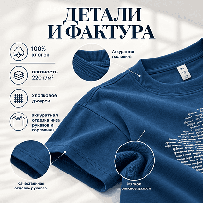 Футболка унисекс "Libra. Гісторыя роднай зямлі", M-L, х/б, оверсайз, джинсовый - 3