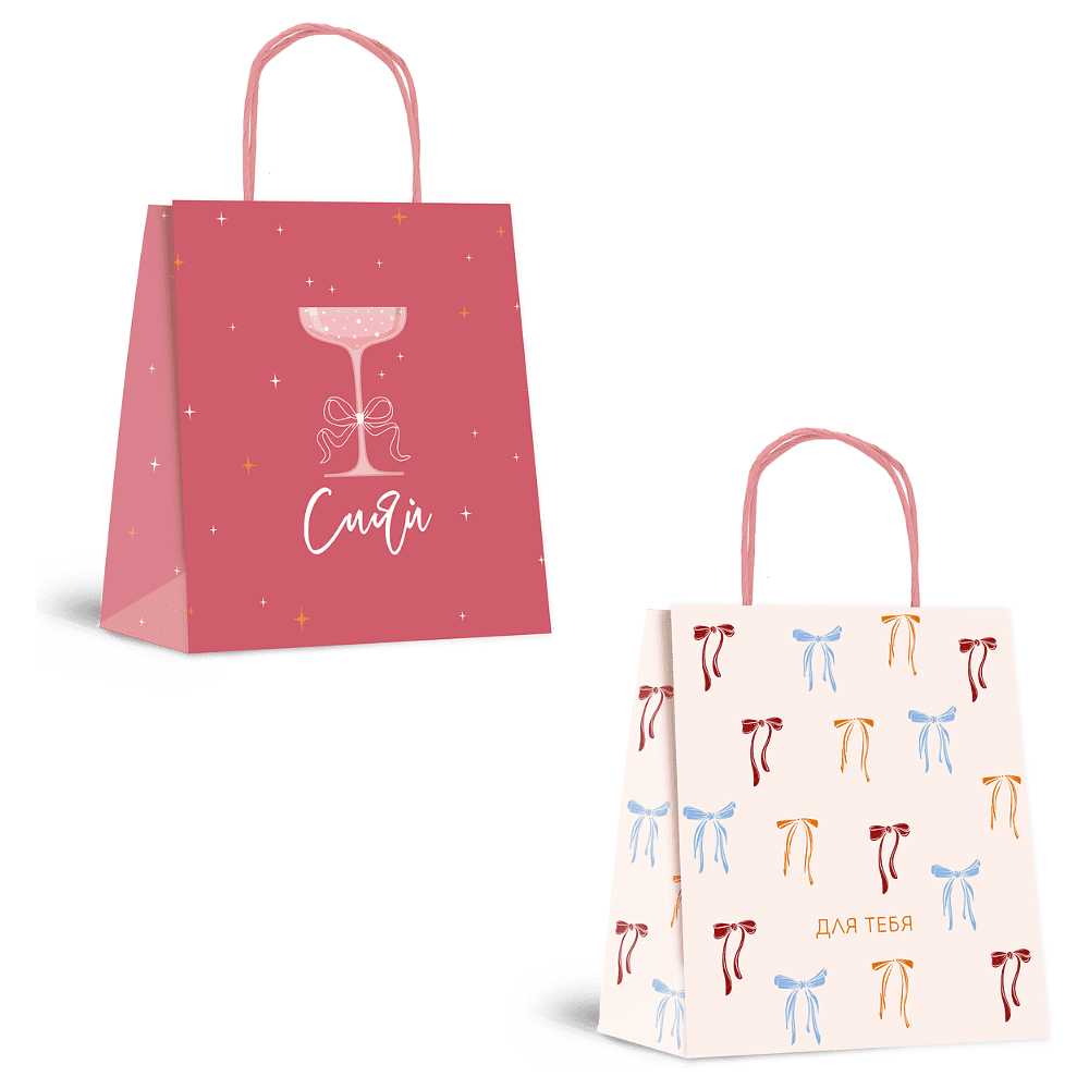 Пакет бумажный подарочный "Cherry Lady", 24х28х14 см, ассорти