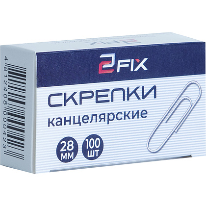 Скрепки 28 мм "2Fix" металл., 100 шт., графитовый