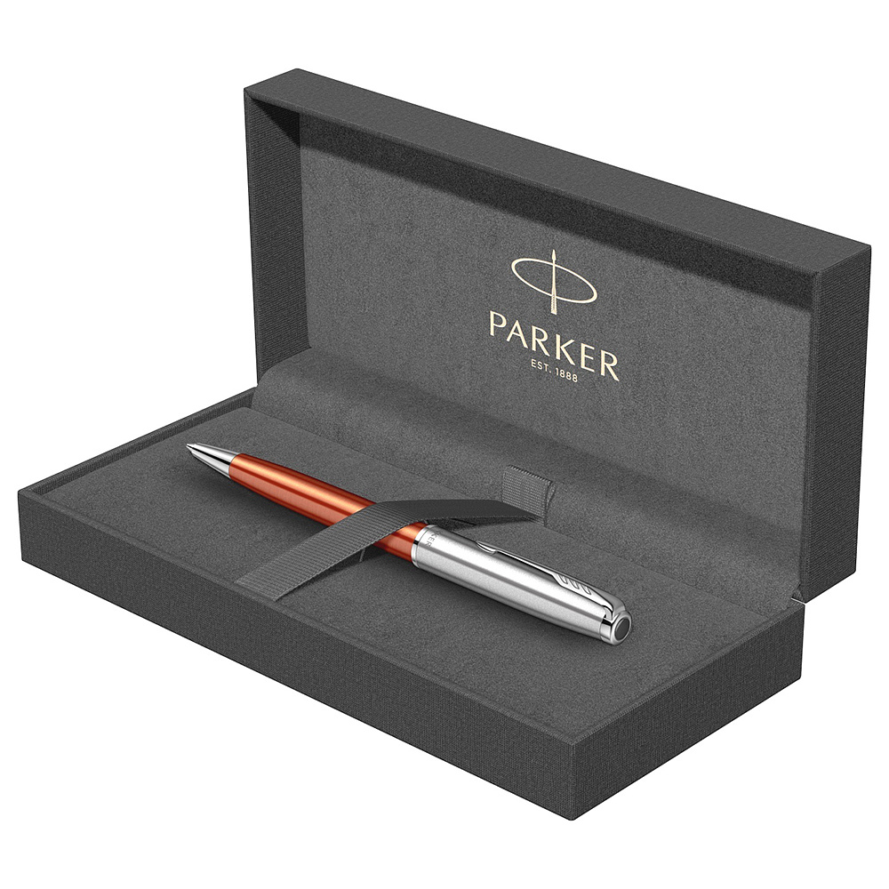 Ручка шариковая автоматическая Parker "Sonnet Essential SB K545", 0,7 мм, серебристый, оранжевый, стерж. черный - 4