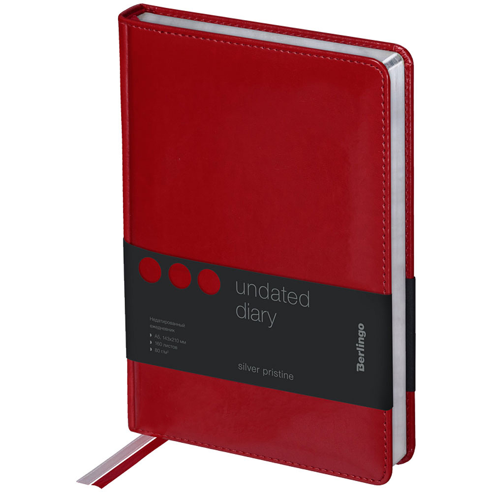 Ежедневник недатированный "Silver Pristine", А5, 320 страниц, красный