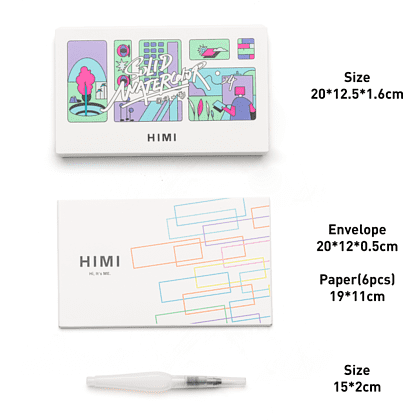Набор для рисования акварелью "Himi New" (краски 24 цвета, кисть, блок для акварели, карандаш 2 шт., лайнер, стакан для воды, ластик), белый футляр - 4