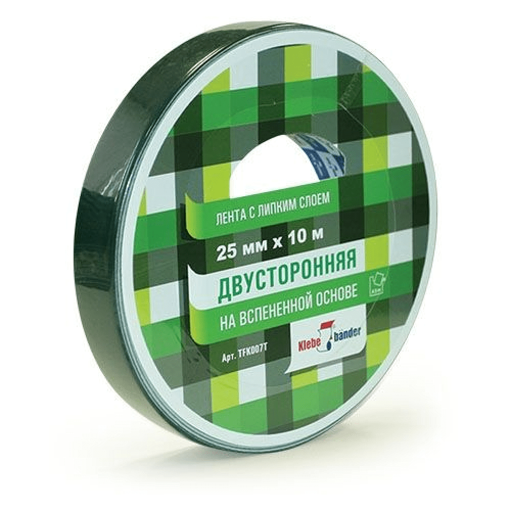 Лента клейкая двусторонняя на вспененной основе 25мм х 10м Klebebander TFK007T, в и/у