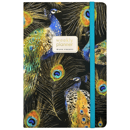 Еженедельник недатированный "Fauna. Павлины", А5, 144 страниц, линованный, черный, зеленый - 2