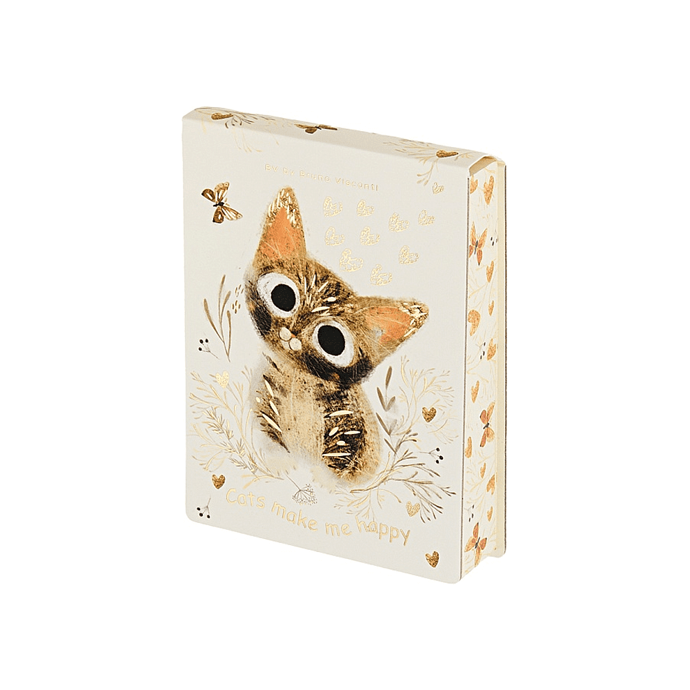 Блокнот "Love me. Милый котик", A6, 250 листов, нелинейный, склейка сверху, бежевый, золотой