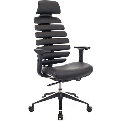 Кресло для руководителя EVERPROF "Ergo", кожа, алюминий, черный