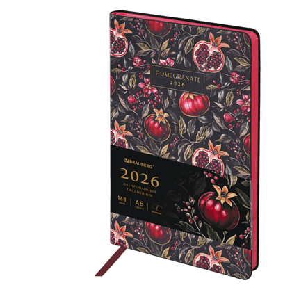 Ежедневник датированный "Vista. Pomegranate", А5, 336 страниц, черный, красный, 2026