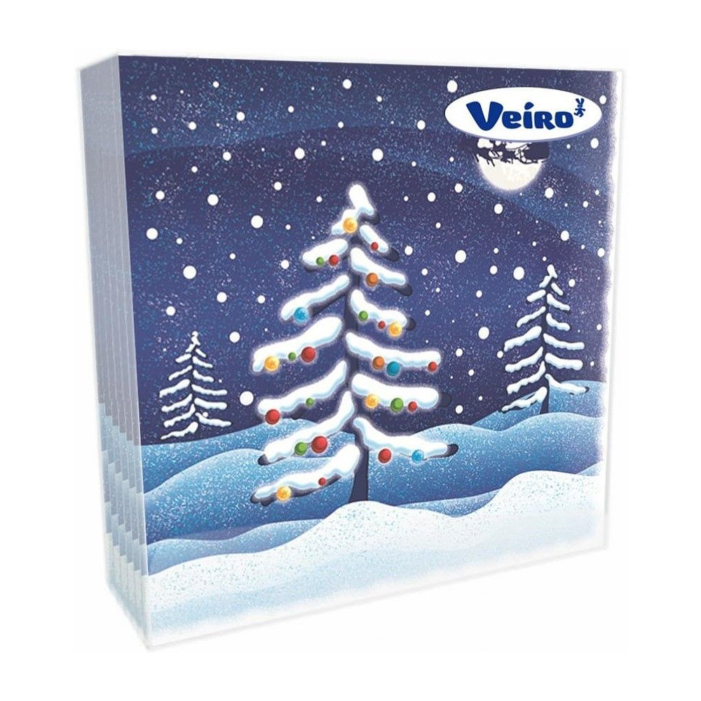 Салфетки бумажные Veiro 33*33см с рисунком Шары на елке сервировочные, 20шт/упак