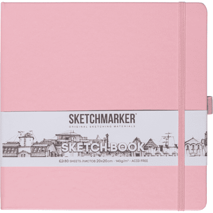 Скетчбук "Sketchmarker", 80 листов, 20x20 см, 140 г/м2, розовый 