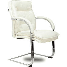 Кресло на полозьях "Бюрократ T-9927SL-LOW-V", натуральная кожа, слоновая кость, металл хром
