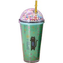 Кружка термическая "Тамблер. Kitty sun", 450 мл., пластик, с подсветкой, зеленый