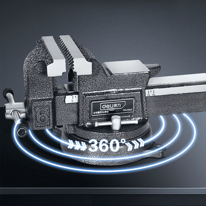 Тиски стальные Deli YS EDL2904Z, поворотные, с наковальней, 6"-150 мм - 4