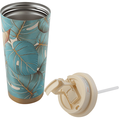 Термокружка "Тропические листья", 530 мл, морская волна - 4