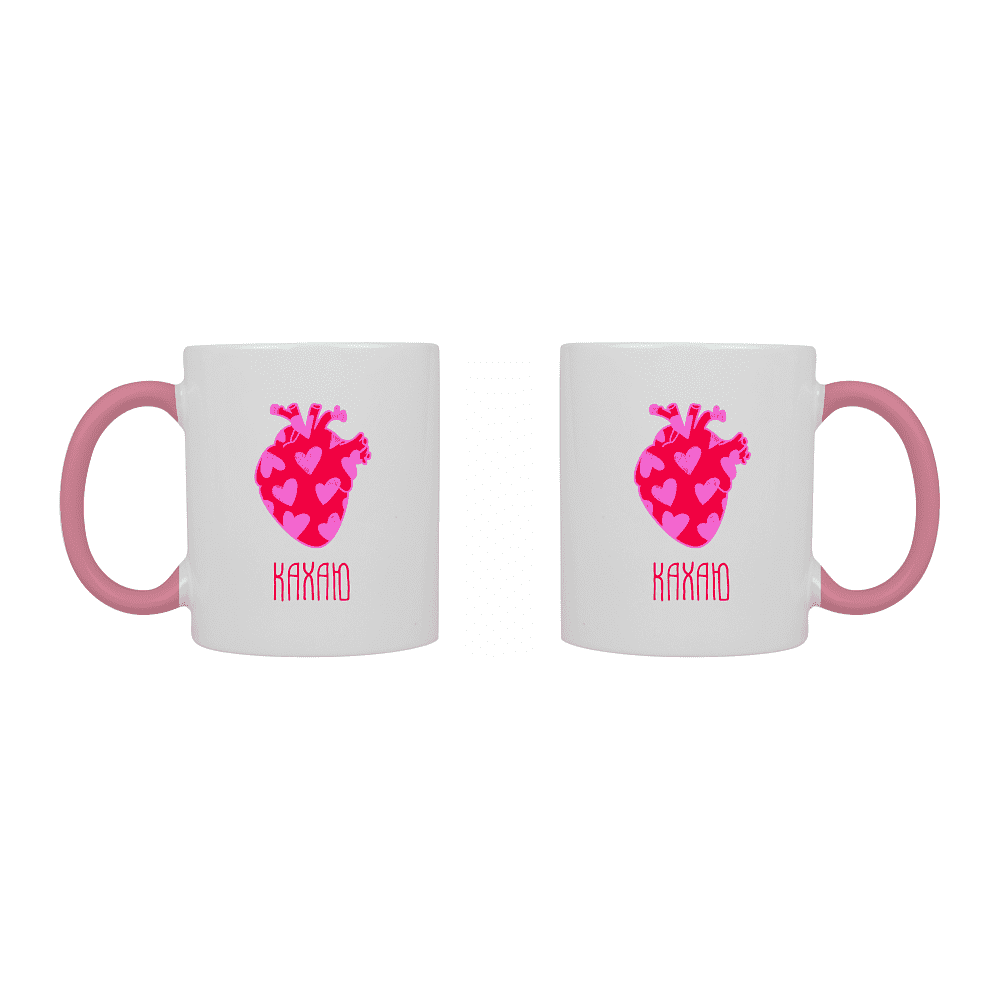 Кружка керамическая "Кахаю", 330 мл, белый, розовый