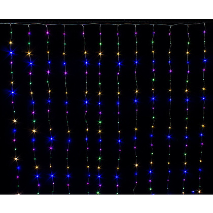 Гирлянда электрич. LED "Занавес-роса" 3*3 м, 540 LED, прозрачный провод, мультиколор