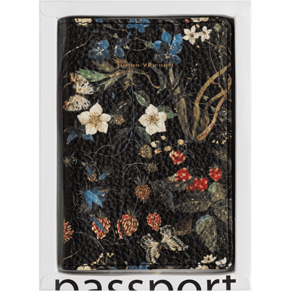 Обложка для паспорта "Flora. Лесные ягоды", кожзам., черный