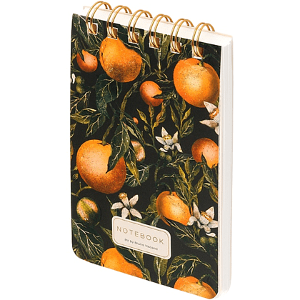 Блокнот "Flora. Paradise. Oranges", В6, 100 листов, линейка, спираль сверху, зеленый, оранжевый