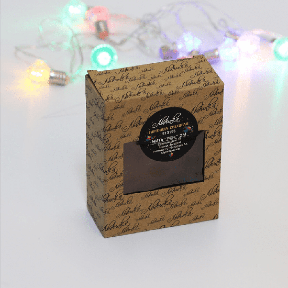 Гирлянда электрическая LED "Нить" с насадками "Фонарик", 2 м, тепло-белый - 2