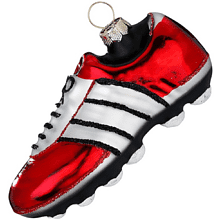 Украшение елочное "Футбольная бутса", 9 см, стекло, красный, белый