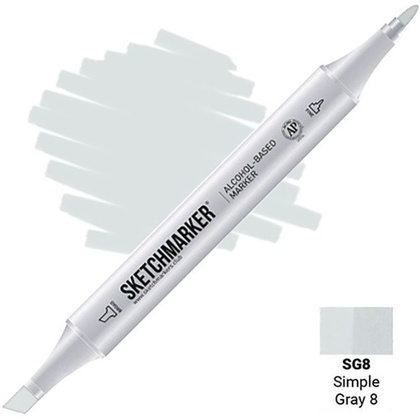 Маркер перманентный двусторонний "Sketchmarker", SG8 серый простой №8