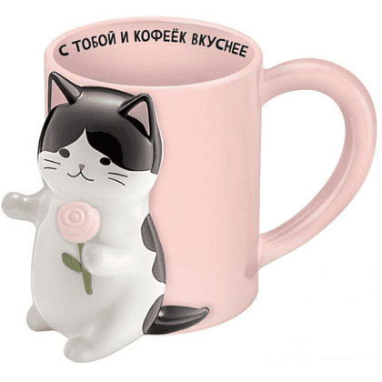 Кружка керамическая "Кошачья любовь", 430 мл, 2 шт - 3