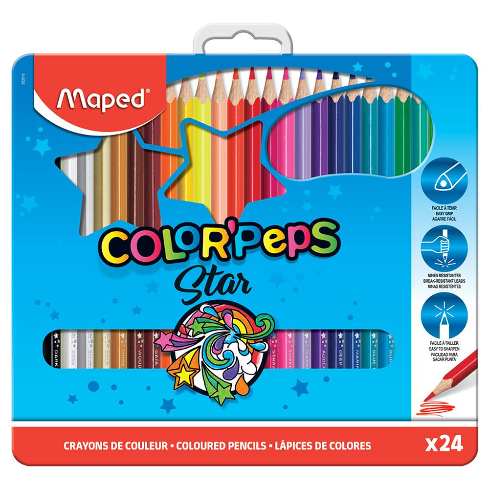 Цветные карандаши "Color Peps" в металлическом пенале, 24 цвета