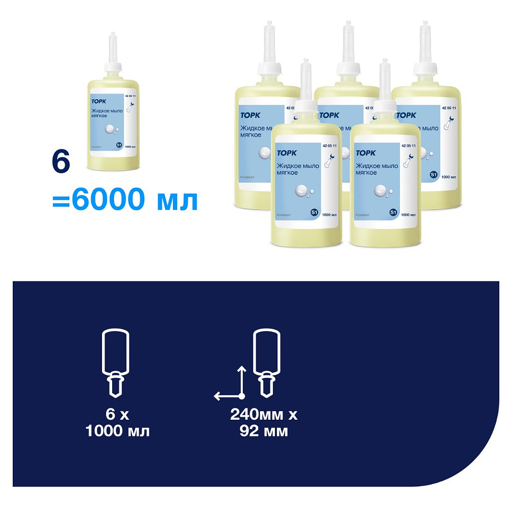 Мыло жидкое ТОРК Комфорт S1, 1 л, мягкое (420511) - 2