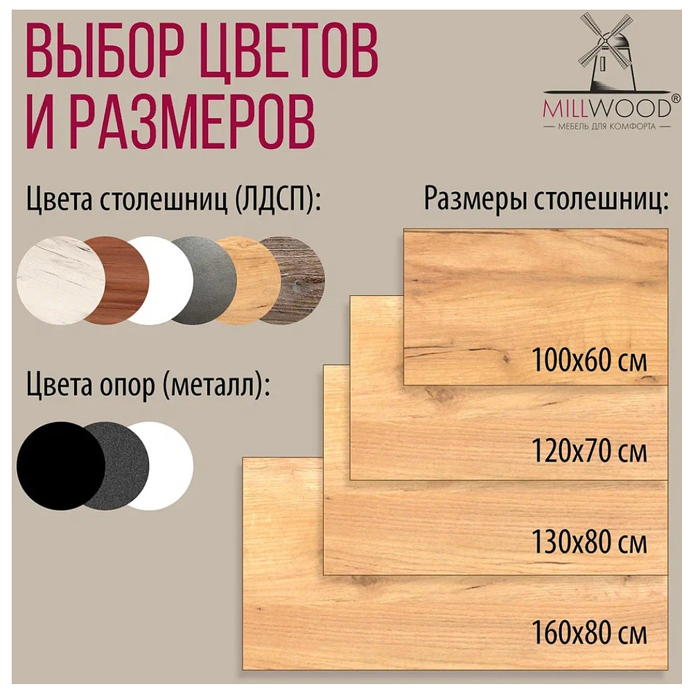 Стол Millwood Сеул, 1200х700 мм, дуб золотой крафт, белый - 10