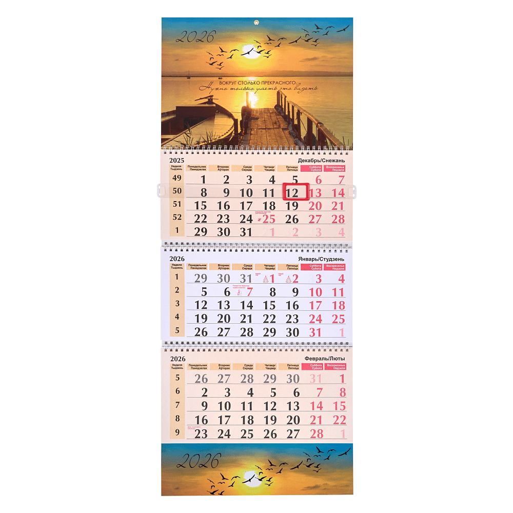 Календарь настенный "Вокруг столько прекрасного (№67)" на 2026 год, А4, на 3-х спиралях