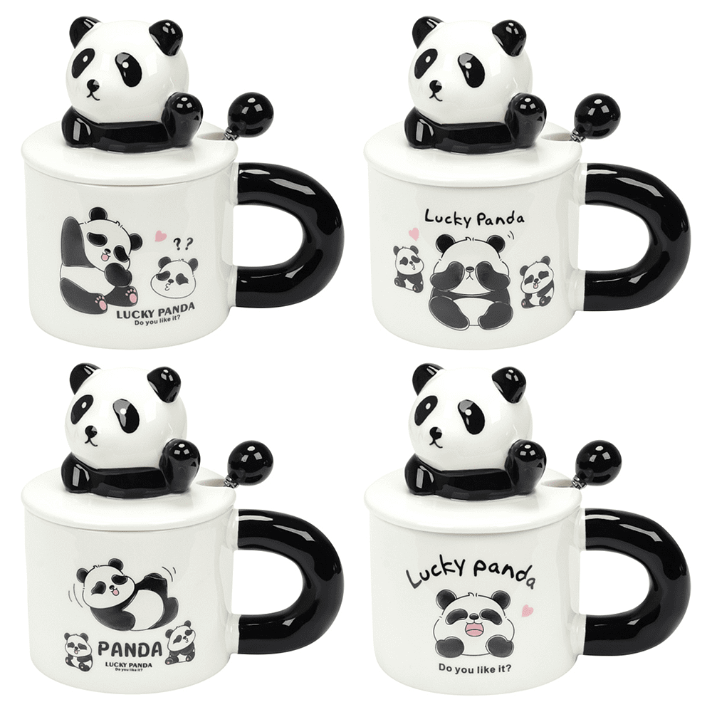 Кружка керамическая "Lucky panda", 370 мл, с крышкой и ложкой, ассорти Кружка керамическая "Lucky panda", 370 мл, с крышкой и ложкой, ассорти