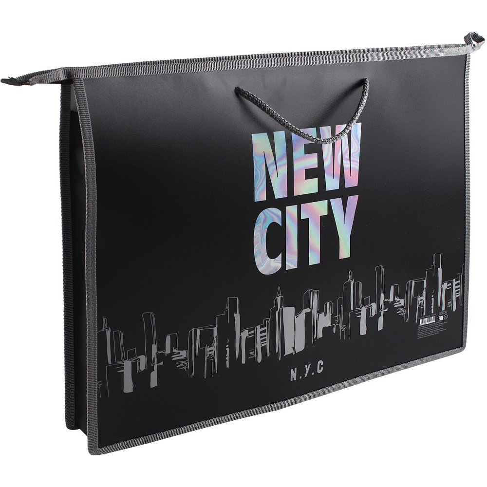 Папка для чертежей и рисунков "New City", А3, молния, черный - 3