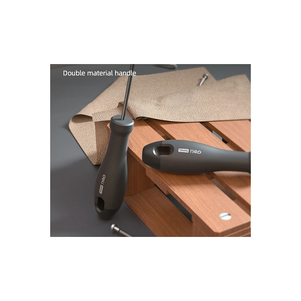 Отвертка Deli HS EHT1106, SL6х150 мм, Soft Touch, черный - 6