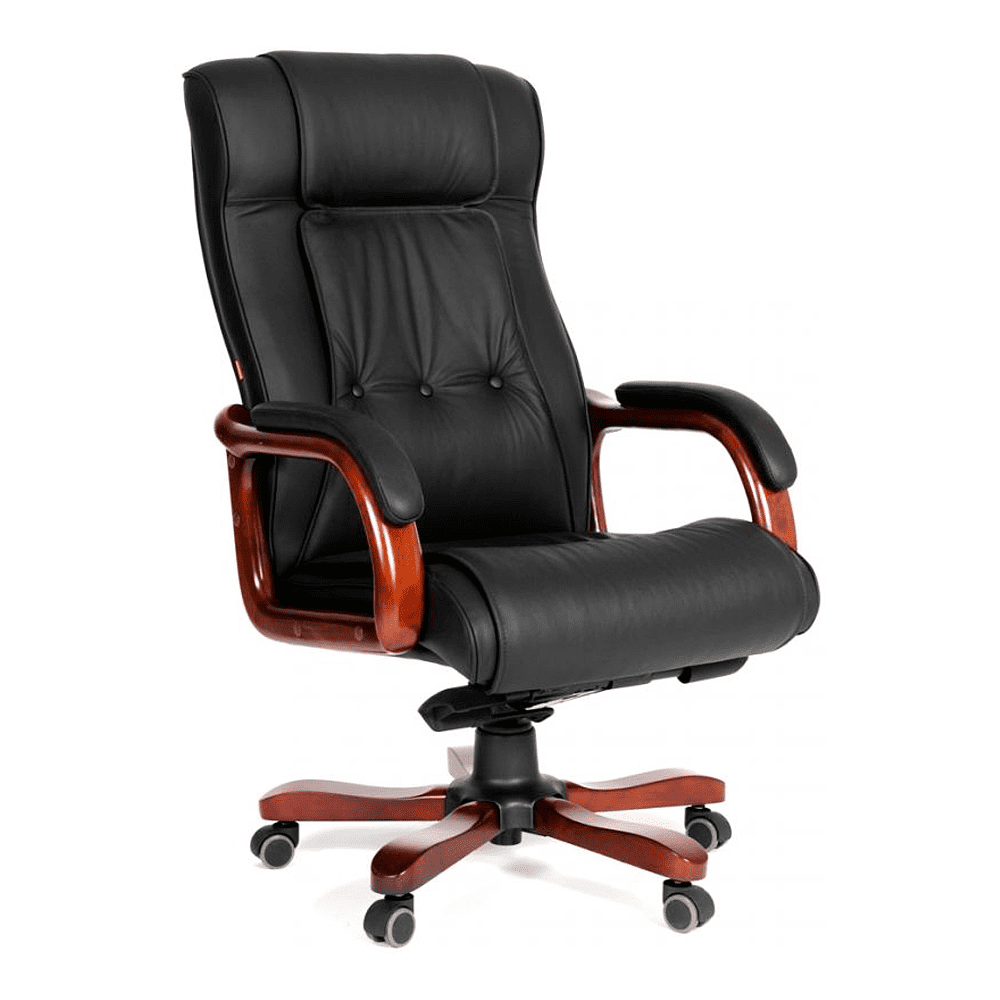 Кресло для руководителя "Chairman 653", кожа, металл, дерево, черный