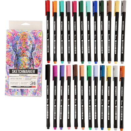 Ручка капиллярная "Sketchmarker Artist fine pen Studio", 24 шт - 12