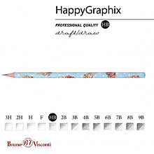 Карандаш чернографитный "HappyGraphix. Сахарный рожок", HВ, без ластика, голубой, белый