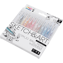 Набор ручек акриловых "Sketch&Art", 1 мм, 12 шт, ассорти