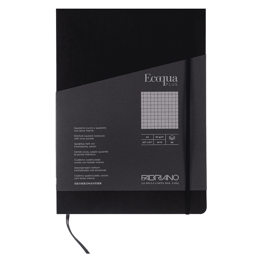 Блокнот "Fabriano. Ecoqua Plus", А4, 80 листов, клетка, черный