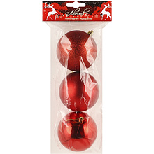 Шар елочный "183251", 10 см, пластик, ассорти, 3 шт/уп.