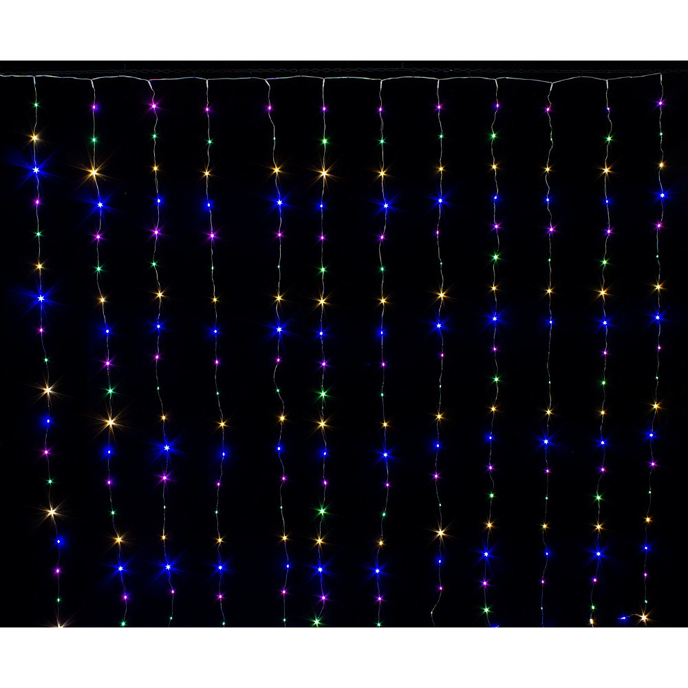 Гирлянда электрич. LED "Занавес-роса" 3*3 м, 540 LED, прозрачный провод, мультиколор