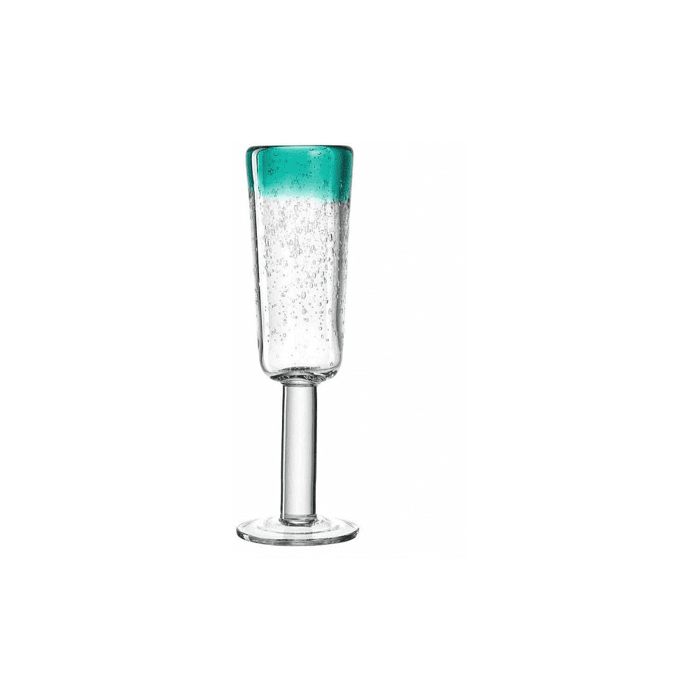 Бокал стеклянный для шампанского "Burano", 150 мл, бирюзовый