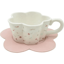 Чашка с блюдцем "Cozy dishes", керамическая, 430 мл., белый, розовый