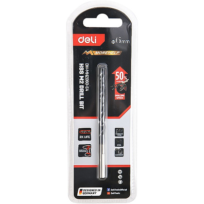 Сверло по металлу Deli RS EDH-MHZ060-E4, 6.0 мм, DIN 338, HSS-TiN - 4 Сверло по металлу Deli RS EDH-MHZ060-E4, 6.0 мм, DIN 338, HSS-TiN - 4