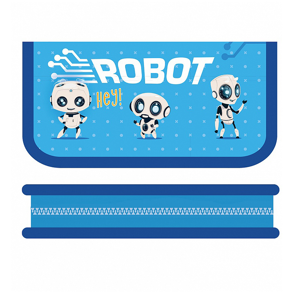 Пенал "Robot", 1 отделение, голубой, синий