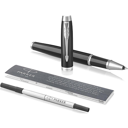 Ручка-роллер "IM Black Lacquer CT", 0.5 мм, черный, серебристый, стерж. черный - 5