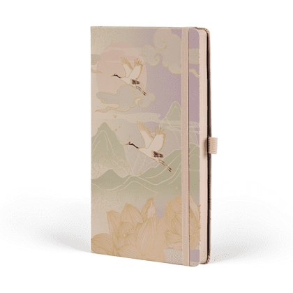 Блокнот "Roji heron", А5, 96 листов, линейка, на резинке, розовый