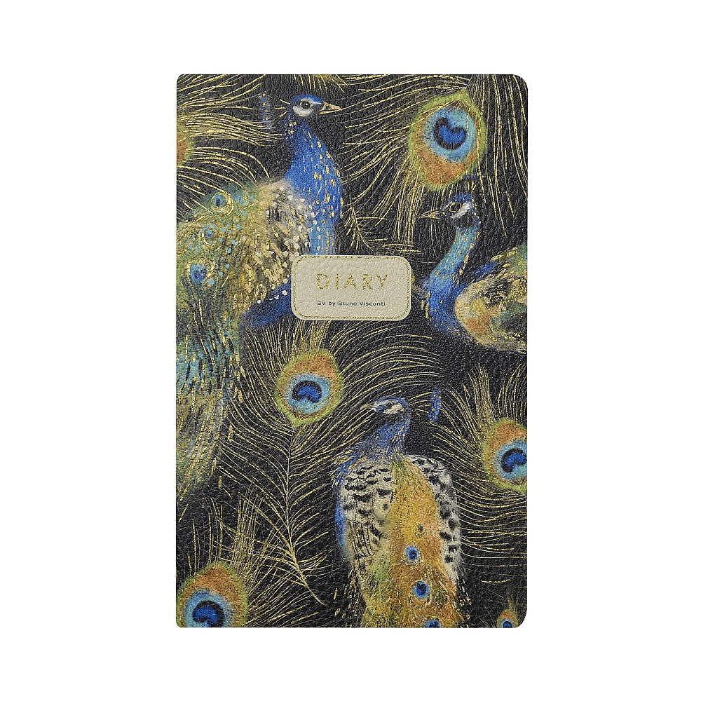 Ежедневник недатированный "Flora. Павлины", А5, 256 страниц, зеленый, синий